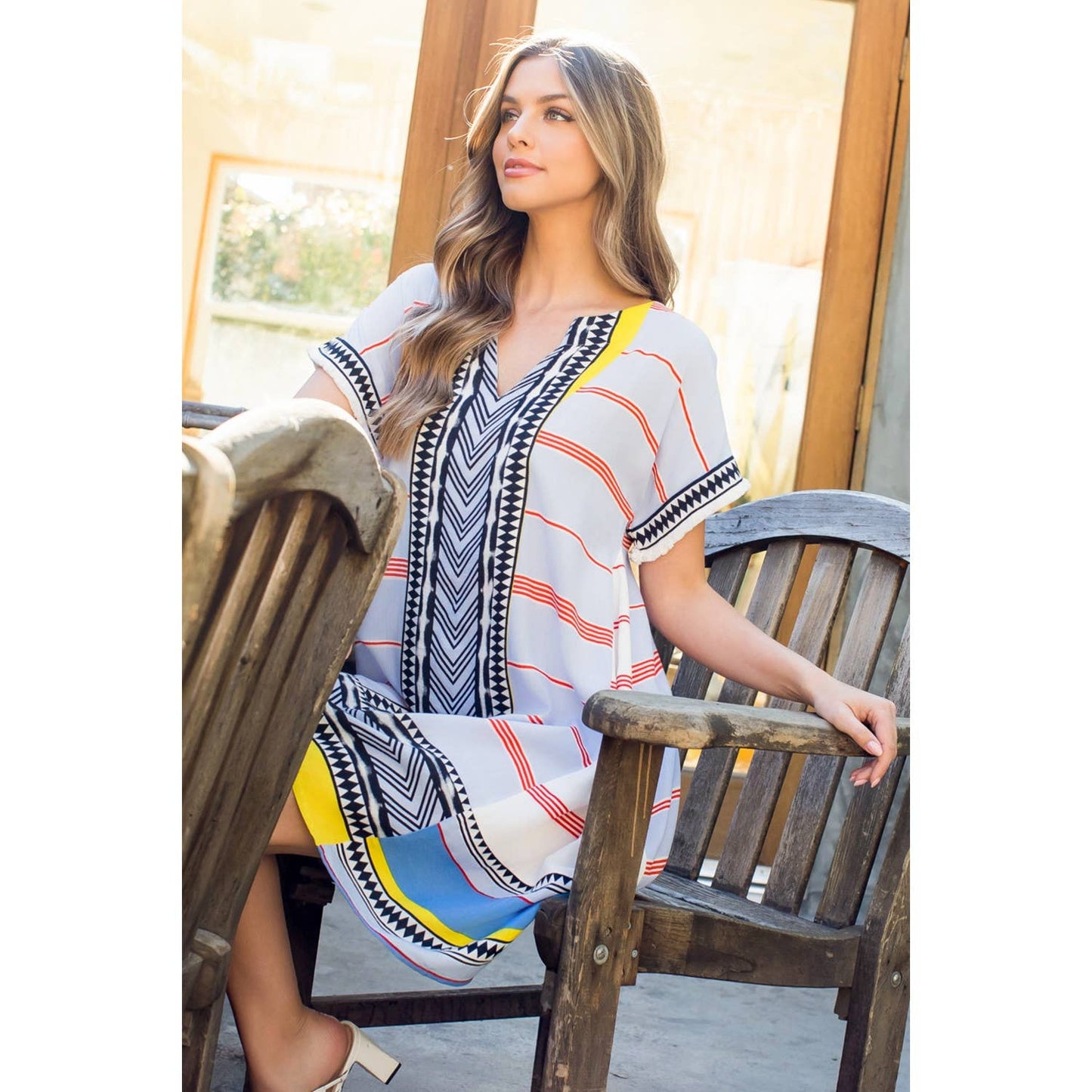 Mixed Pattern Swing Dress
