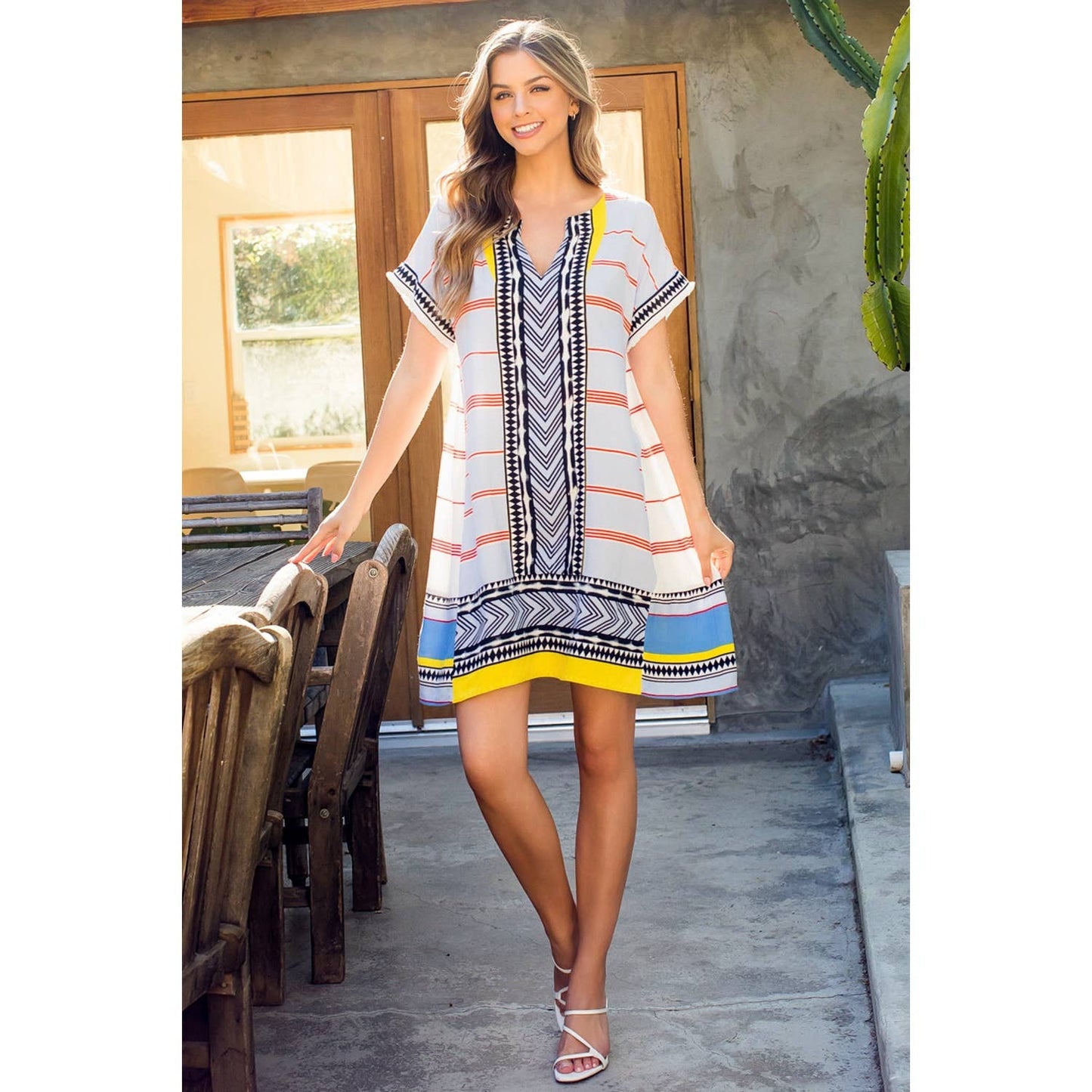 Mixed Pattern Swing Dress