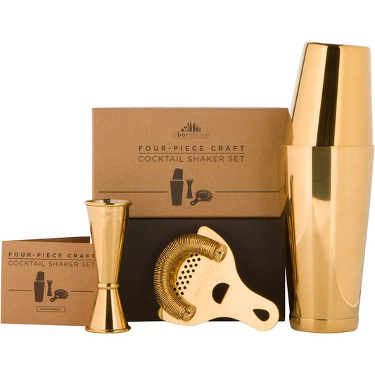 Craft Cocktail Bar Set, Gold (4 Piece)