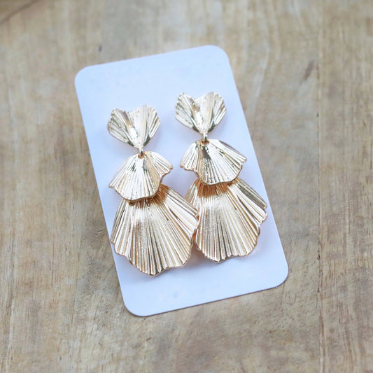 Tiered Gold Shell Earring