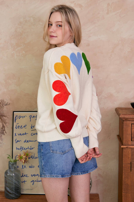 Rainbow Heart Shaped Patch Sweater