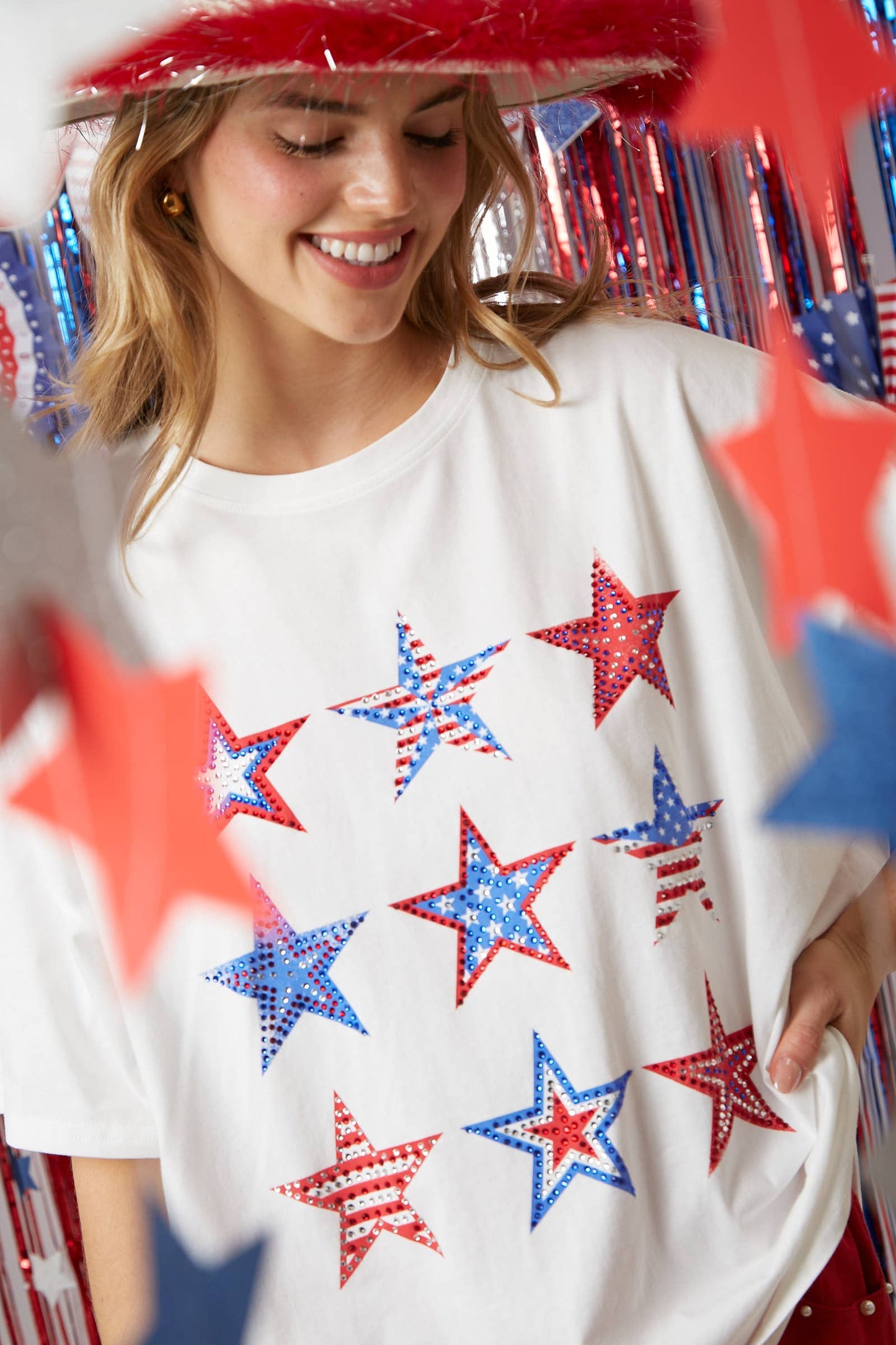 Rhinestoned American Stars Tee