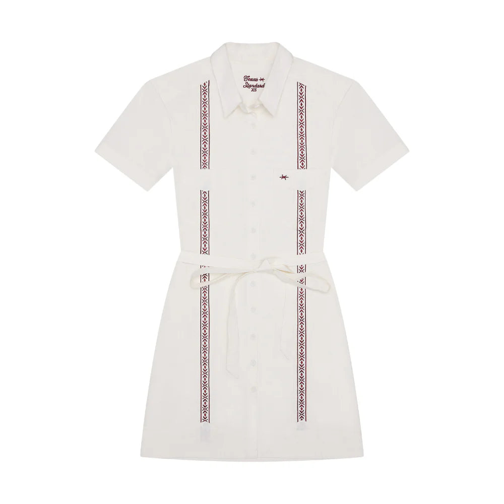 Tejas Guayabera Dress - Maroon