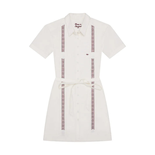 Tejas Guayabera Dress - Maroon