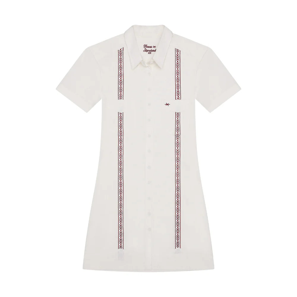 Tejas Guayabera Dress - Maroon