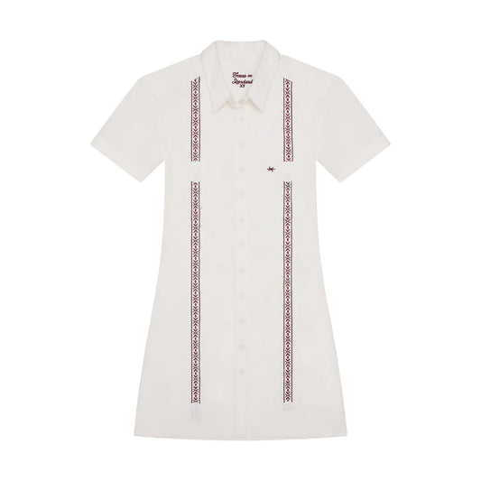 Tejas Guayabera Dress - Maroon