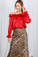 Leopard Printed Bias Cut Satin Slip Skirt VS51610G