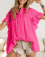 Stand-Up Collar Ruffle Sleeve Pleated Top