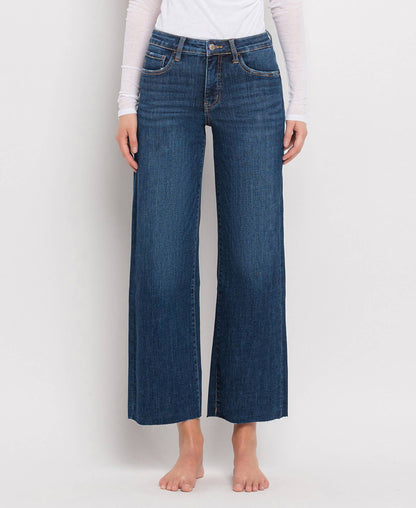 TUMMY CONTROL MID RISE WIDE LEG JEANS