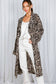 Leopard Print Belted Unlined Trench Coat