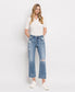 HIGH RISE DISTRESSED HEM CROP STRAIGHT JEANS