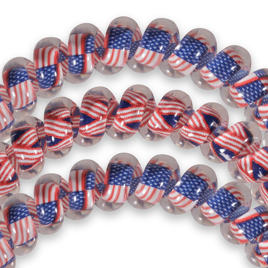 Teleties Stars and Stripes - Large Spiral Hair Coils, Hair Ties