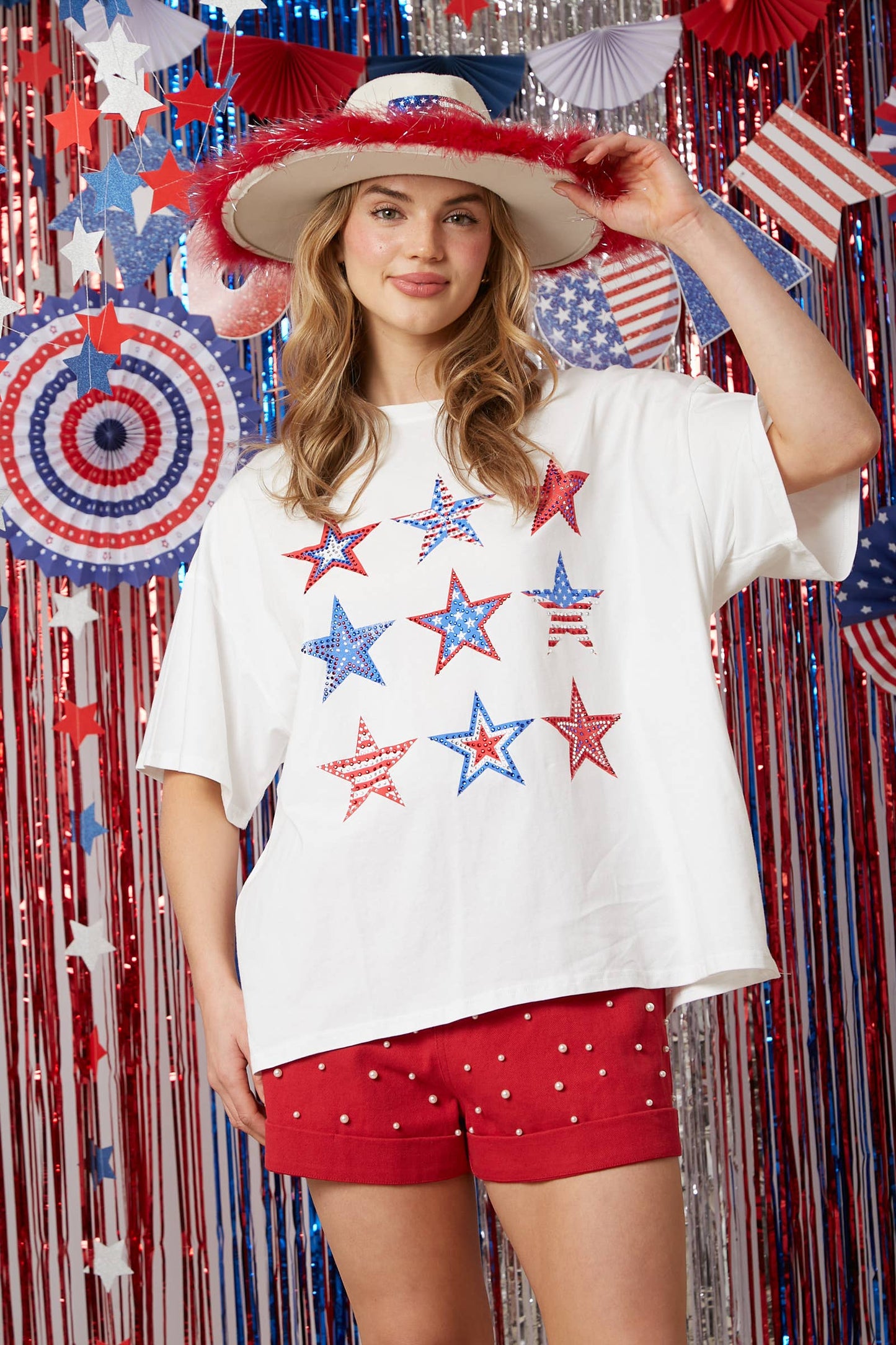 Rhinestoned American Stars Tee