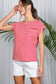Striped Dolman Sleeve T with Braided Pocket