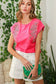 Roll-up Rhinestone Detail Cotton Knit Top