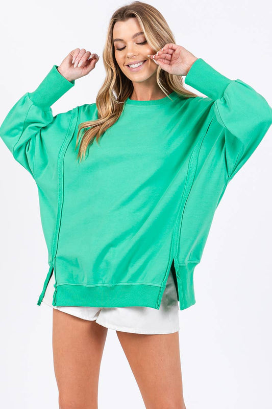 OVERSIZED SLIT DETAILED SWEATSHIRT