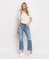 HIGH RISE DISTRESSED HEM CROP STRAIGHT JEANS