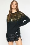 Black Longsleeved Sweater with Sequin Starburst