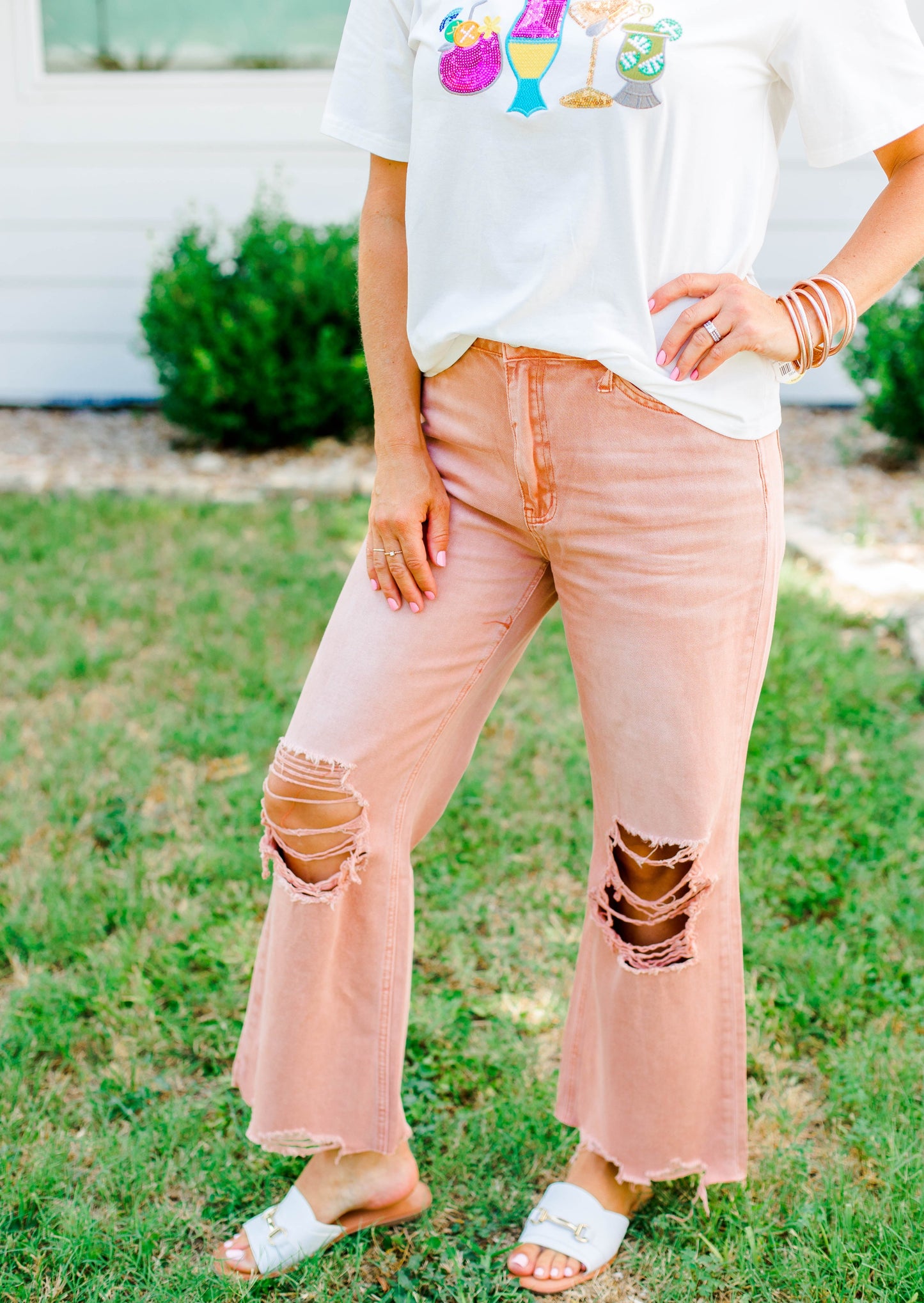 Melon Cropped Jeans