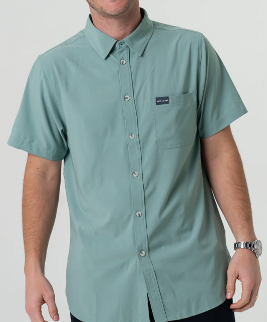 Burlebo: Performance Button Up - Ocean Swell