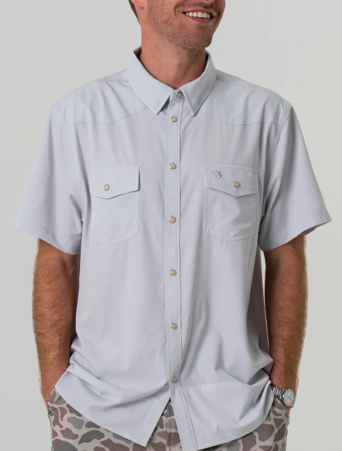 Burlebo: Performance Western Button Up - Light Gray