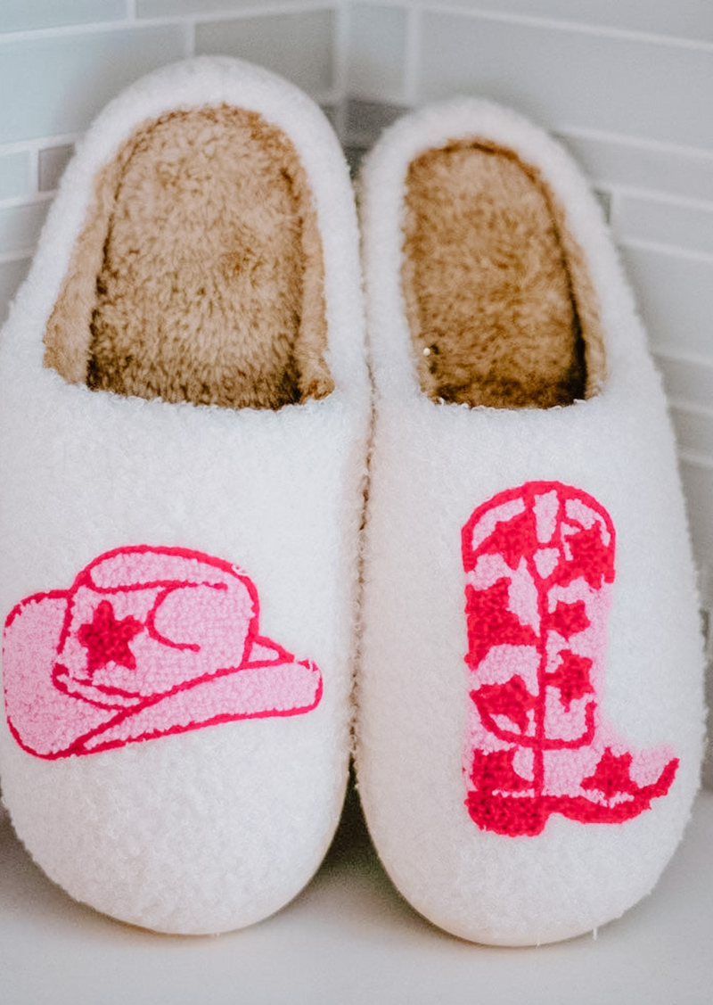 Boot and Cowgirl Hat Western Slippers