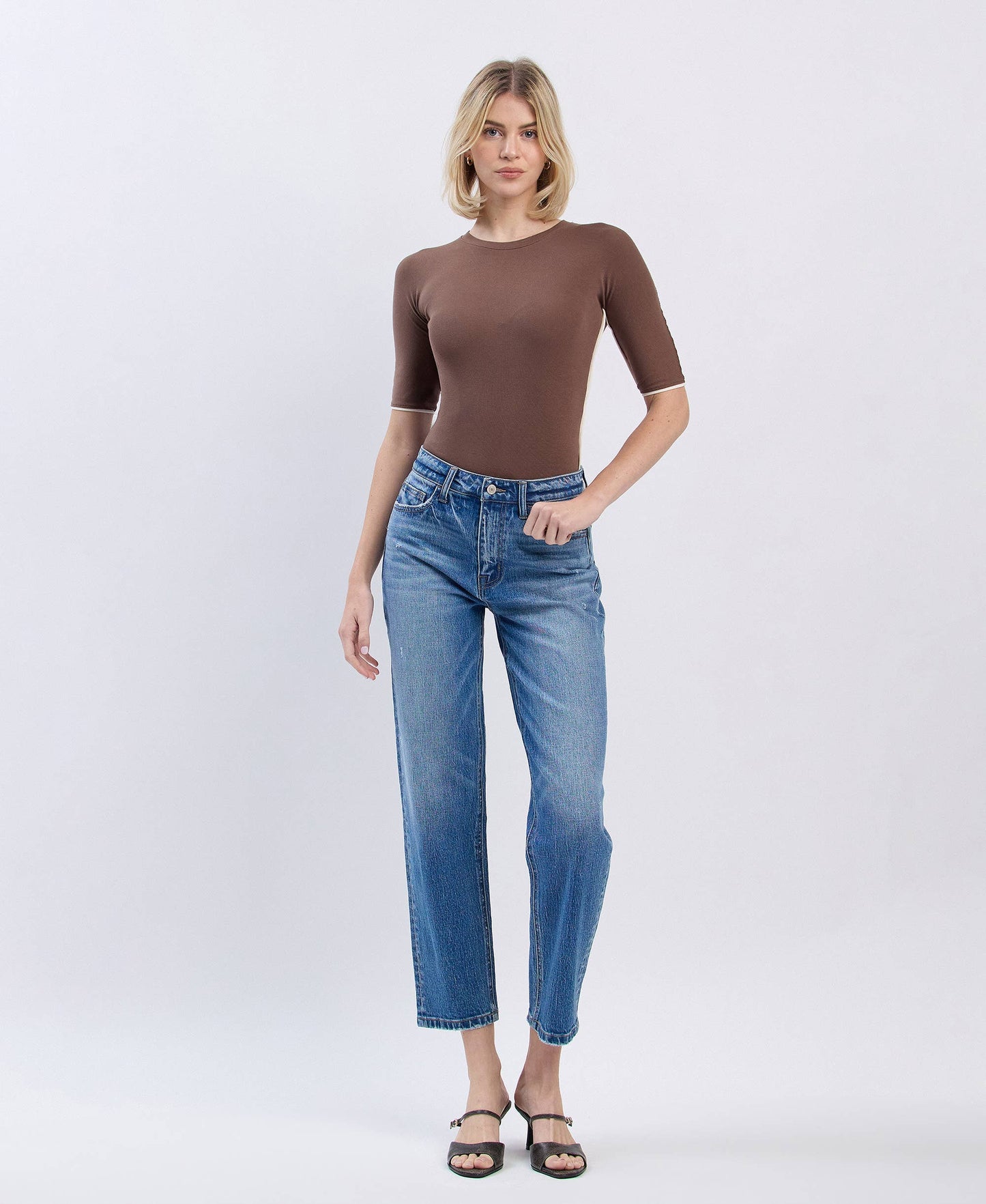 HIGH RISE MILD BARREL LEG JEANS