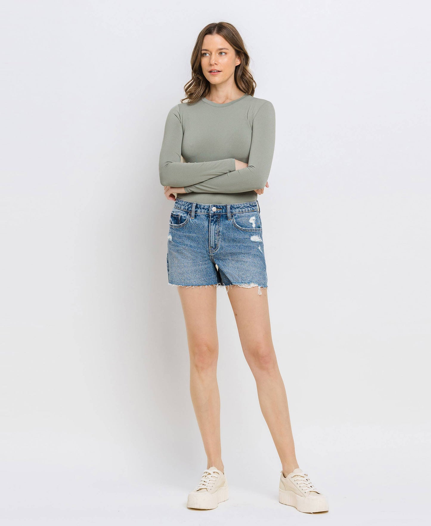 HIGH RISE MOM SHORTS