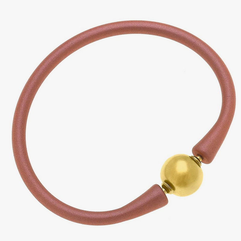 24K Gold Plated Ball Bead Silicone Bracelet