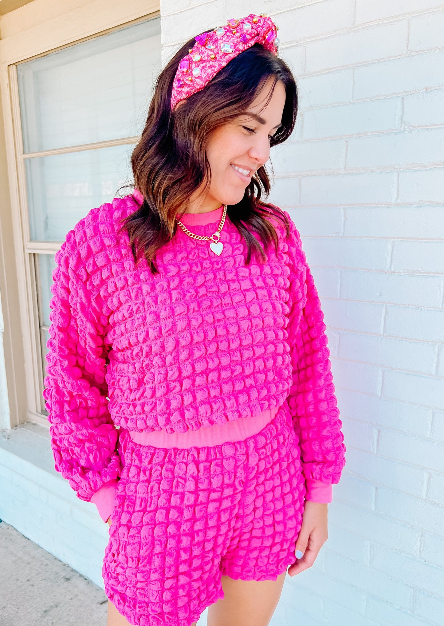 Fuchsia Bubble Texture Top