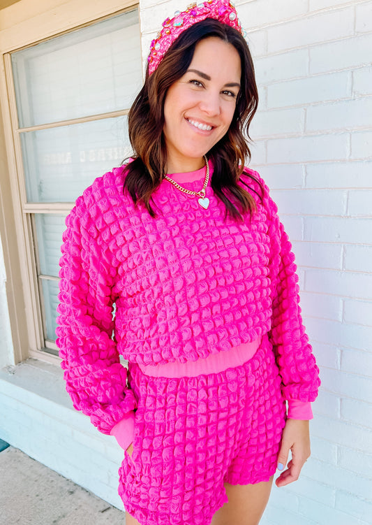 Fuchsia Bubble Texture Shorts