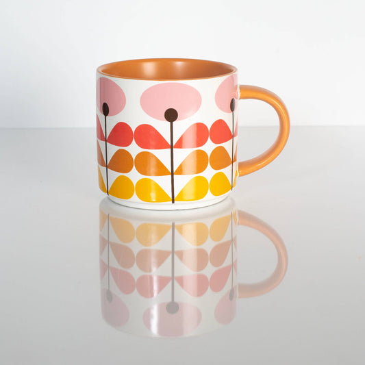 Pink Mid Century Modern Flower Stackable Matte Coffee Mug