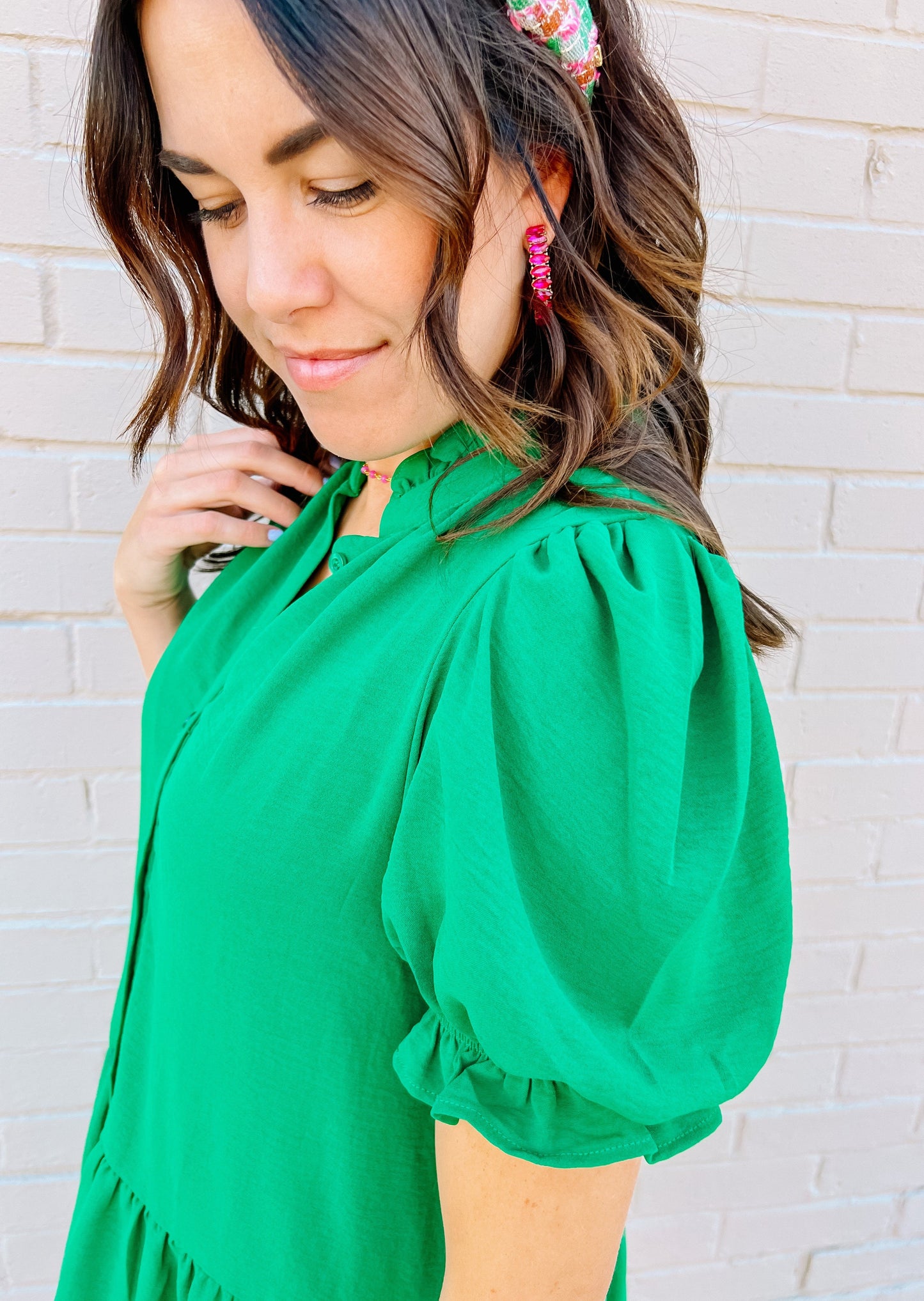 Kelly Green Button Up Dress