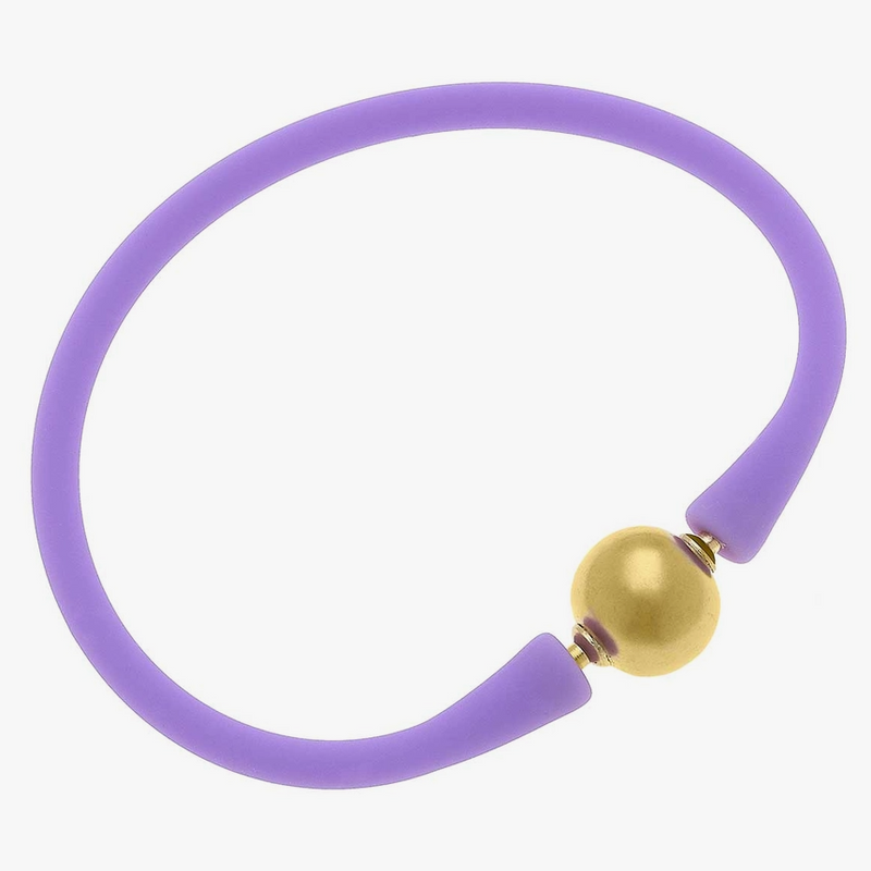 24K Gold Plated Ball Bead Silicone Bracelet