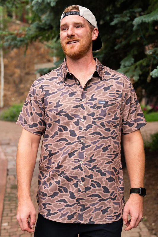 Burlebo: Performance Button Up - Gauge Camo