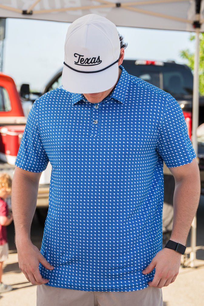 Burlebo: Performance Polo - Texas Blue & White