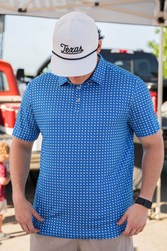 Burlebo: Performance Polo - Texas Blue & White