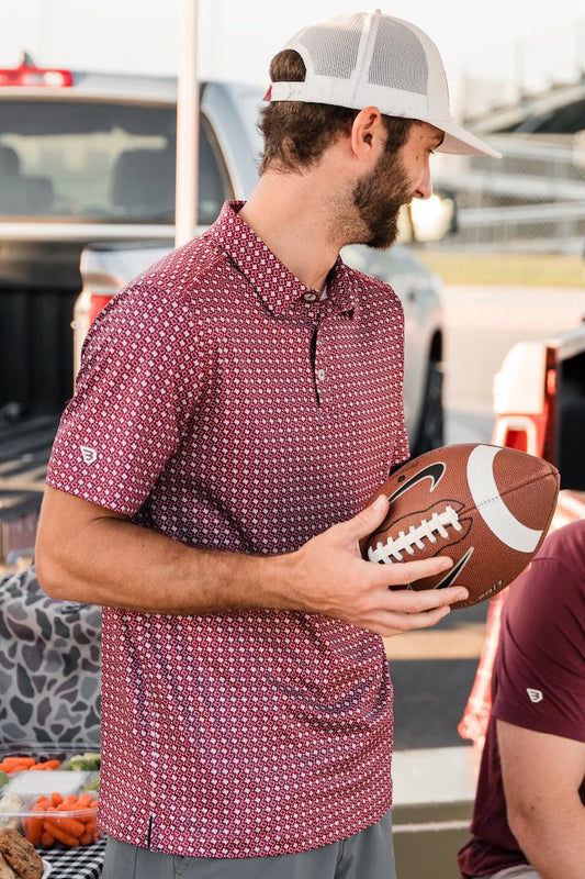 Burlebo: Performance Polo - Texas Maroon & Grey