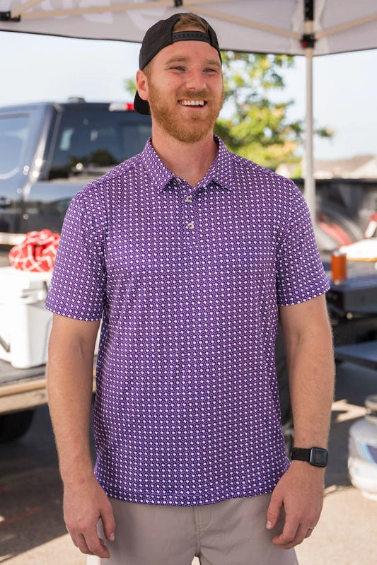 Burlebo: Performance Polo - Texas Purple & White