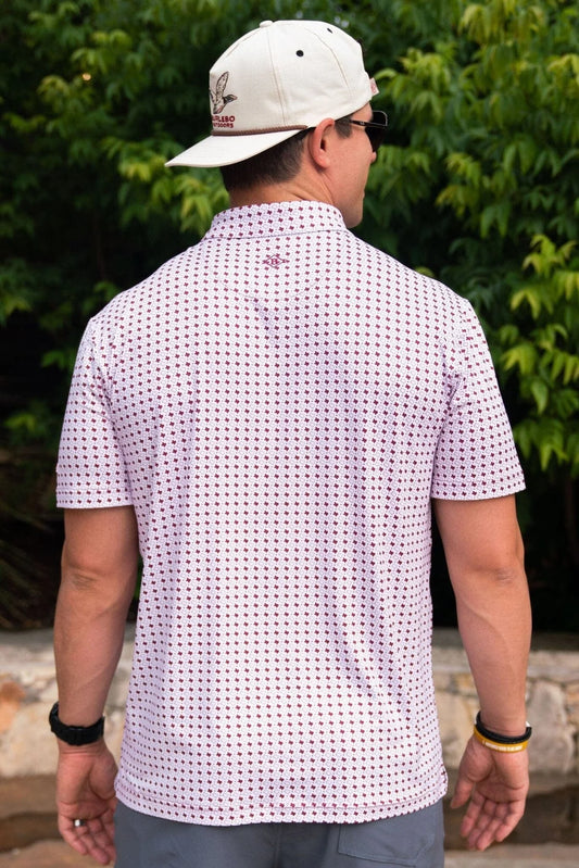 Burlebo: Performance Polo - Texas White & Maroon