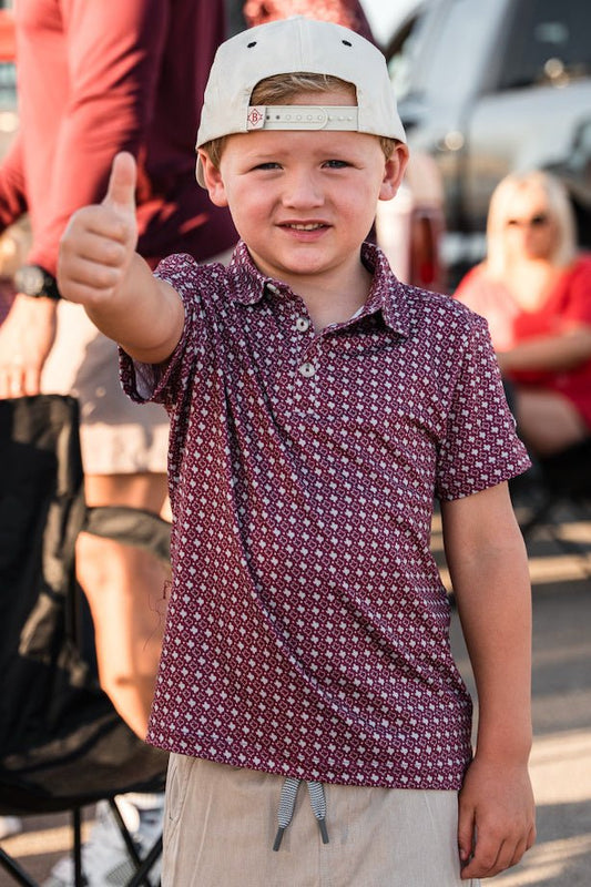 Burlebo: Youth Polo - Texas Maroon & Grey