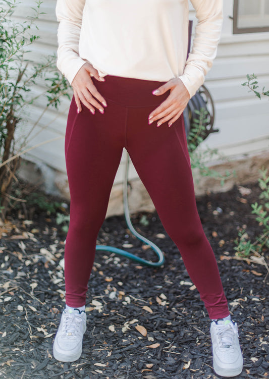 Raise The Bar Burgundy Leggings