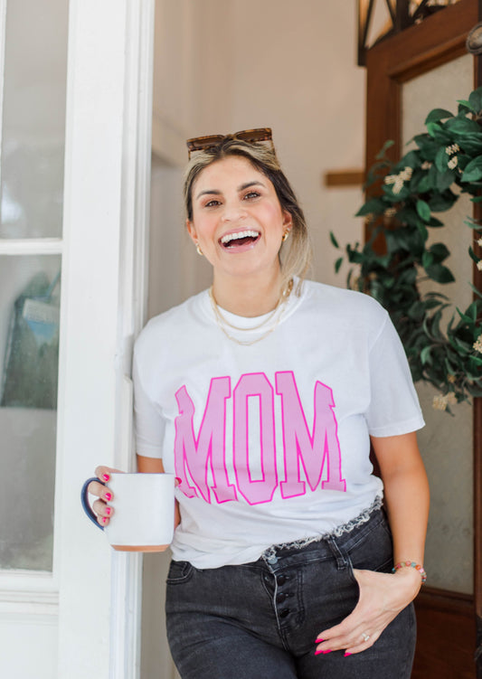 Mom Pink Block Tee