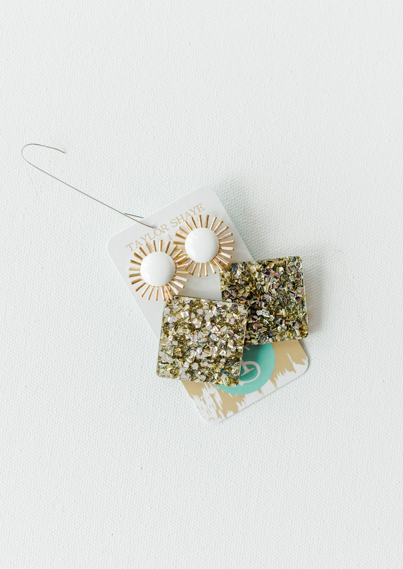 Brighter Days Earrings  Gold/White Top