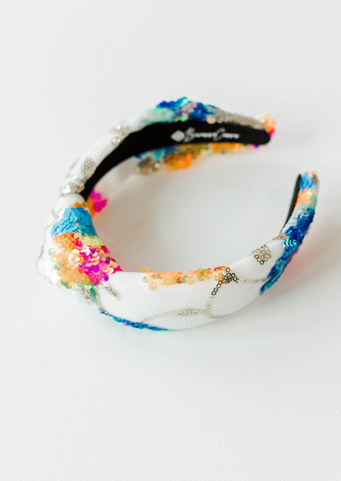 Bright Floral Sequin Knotted Headband