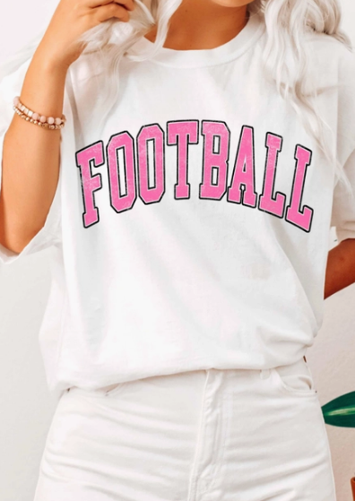 Pink & White Football Tee