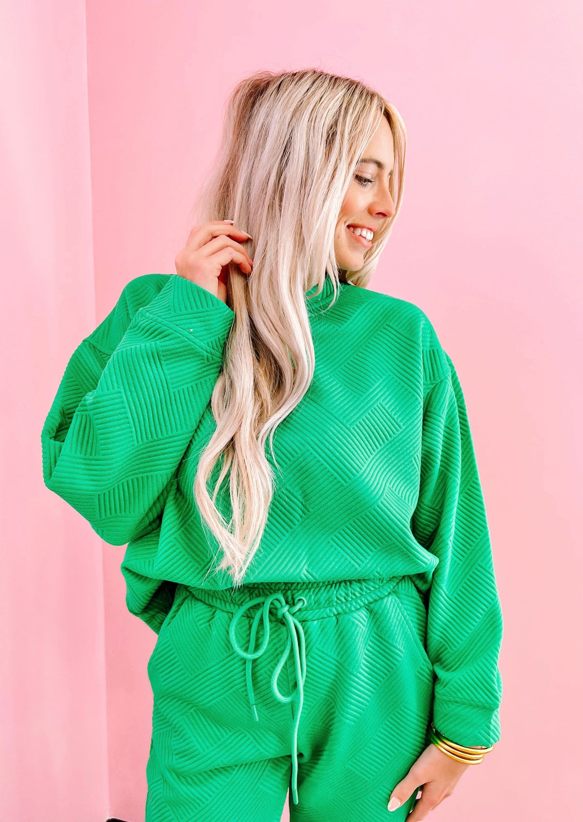 Green Textured Sweatshirt